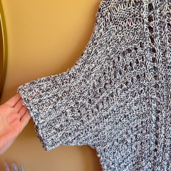 Chico’s Open-Knit Fringed Poncho Sweater – Size 1 - Picture 3 of 6